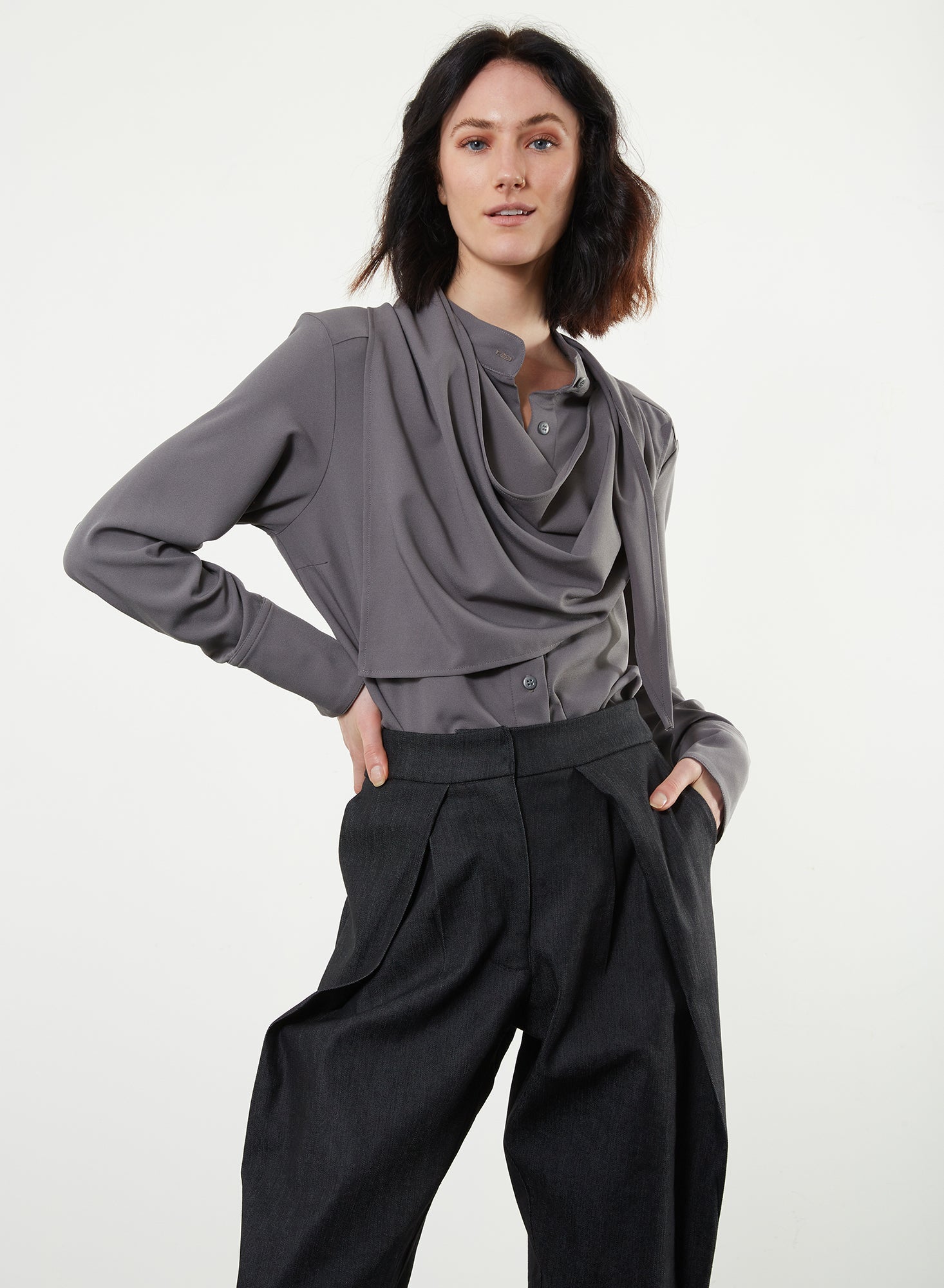 Triangle Scarf Top - Grey - Meg